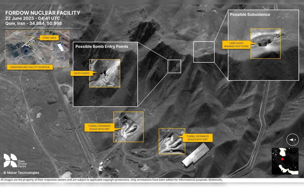 Post-Strike Images At Fordow Nuclear Site Show Damage After US Bombed Iran