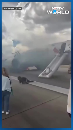 On Camera: American Airlines Plane Tyre Catches Fire At Denver Airport