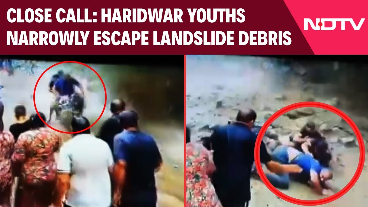Uttarakhand Rain | Lucky Escape For Haridwar Youths On Bike As Landslide Debris Falls On Them