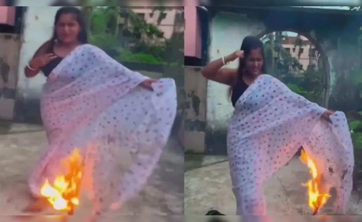 रील के चक्कर में महिला ने साड़ी में लगा ली आग, जलते पल्लू संग किया डांस