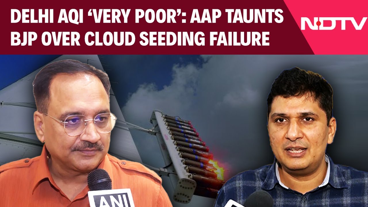 Delhi AQI Today | Cloud Seeding Trial Fails to Bring Rain in Delhi, AQI ‘Very Poor’, AAP Taunts BJP